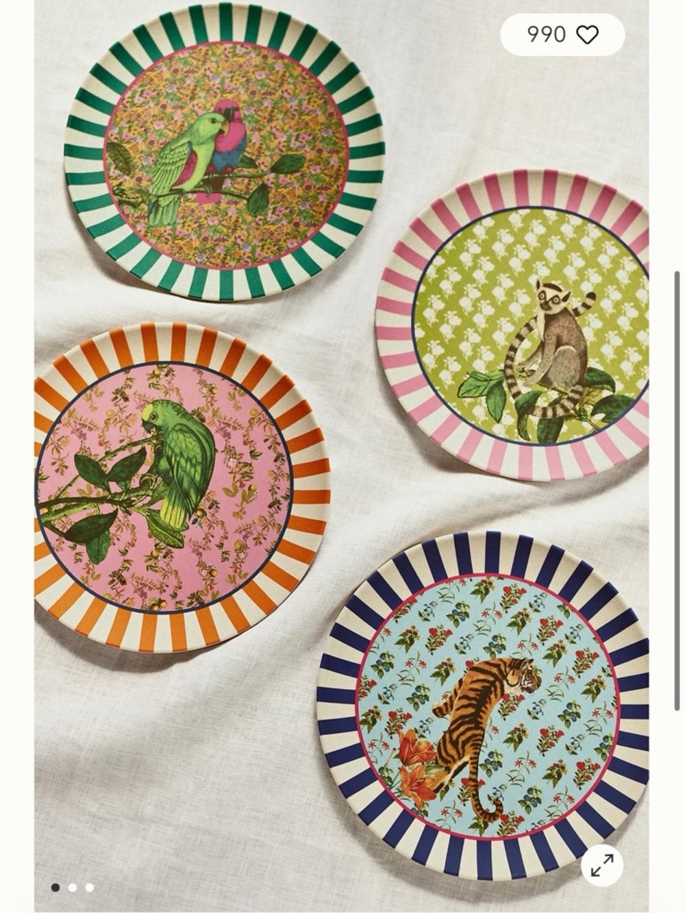 Maeve by Anthropologie Melamine Dinner Plates, Set of 8 (2 of each design)